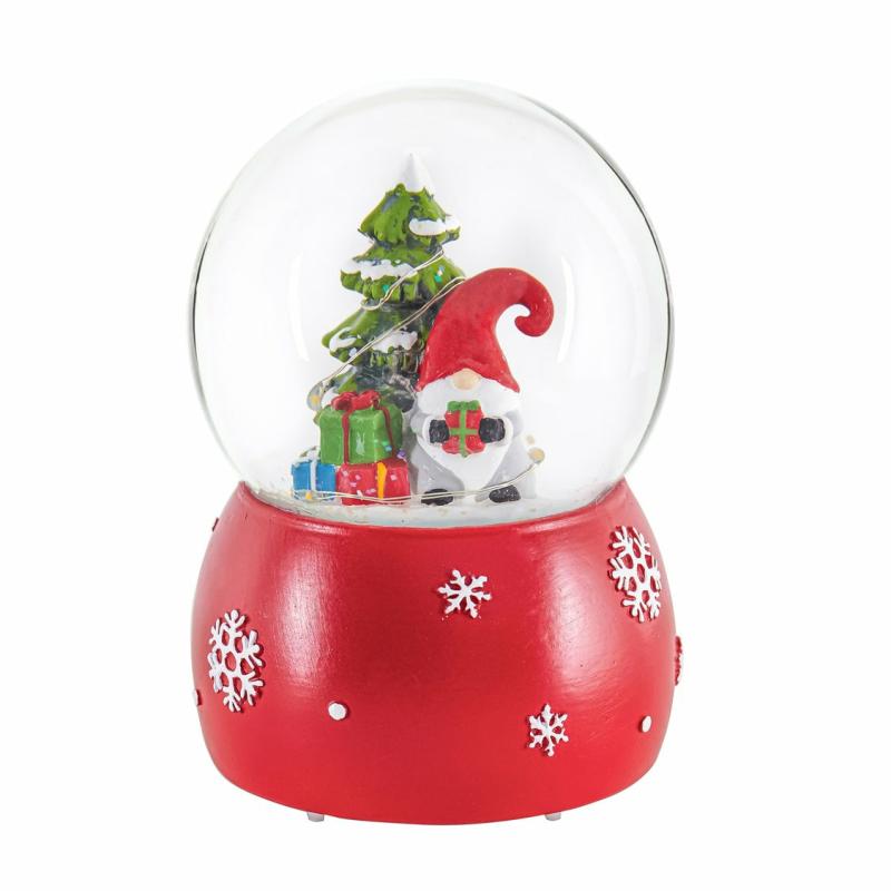 Candles & Lighting |   Led Polyresin Water Globe With Gnome Icon, Christmas Tree, 5.67"W x 5.67"H x 5.67"D Candles & Lighting Candles & Lighting