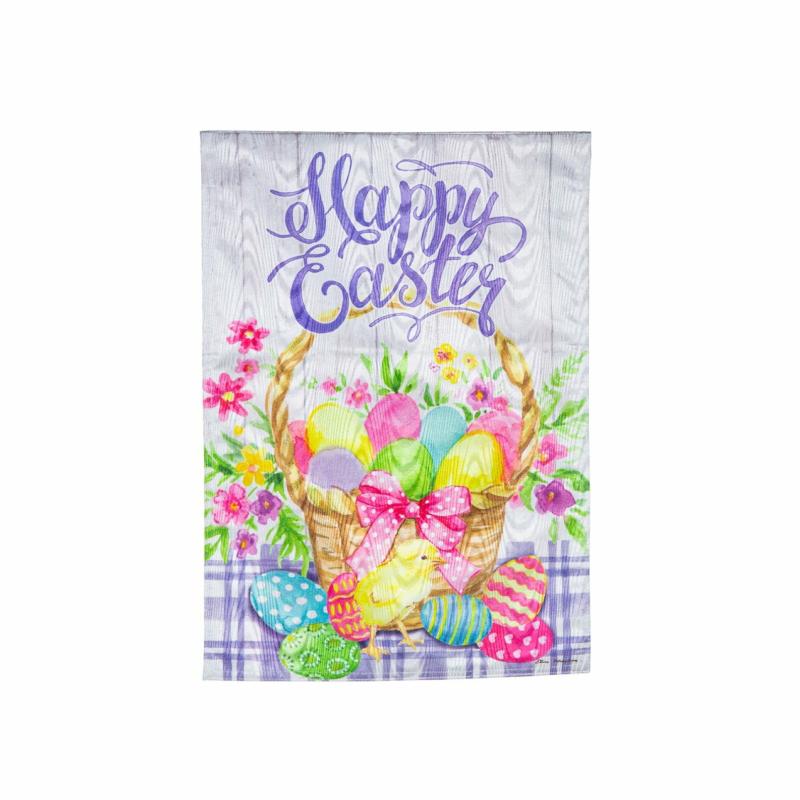 Celebration & Occasion Flags |   Easter Egg Basket Moire Garden Flag, 12.5"W x 18"H x 0.2"D Celebration & Occasion Flags Celebration & Occasion Flags