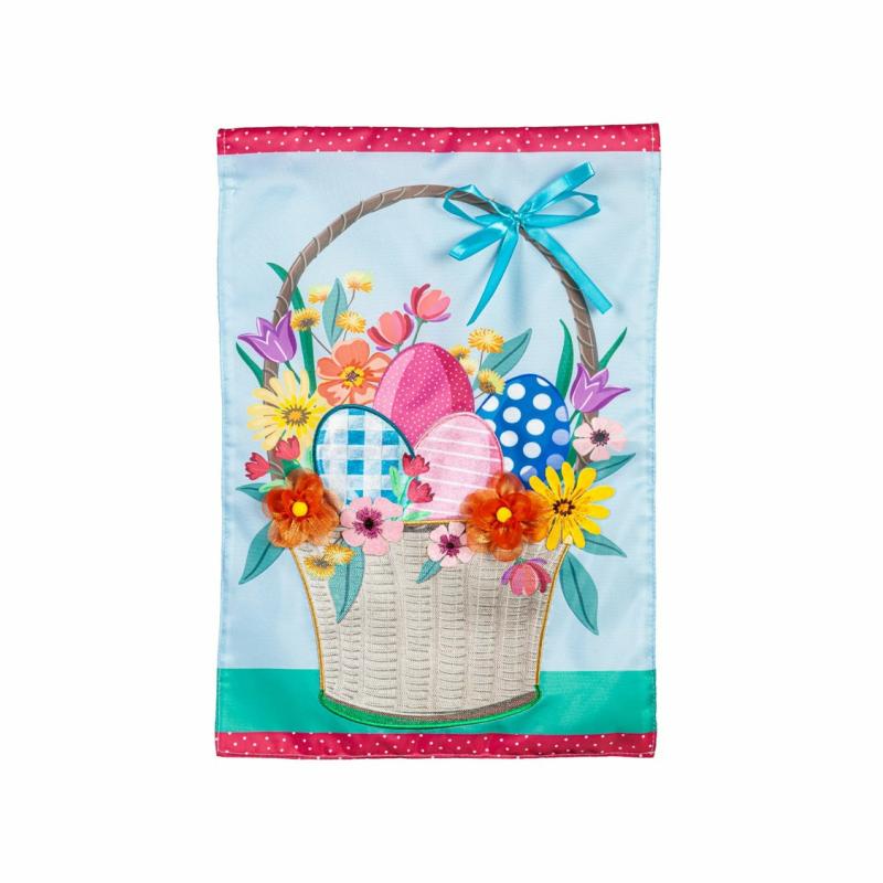 Celebration & Occasion Flags |   Easter Basket Applique Garden Flag, 12.5"W x 18"H x 0.2"D Celebration & Occasion Flags Celebration & Occasion Flags