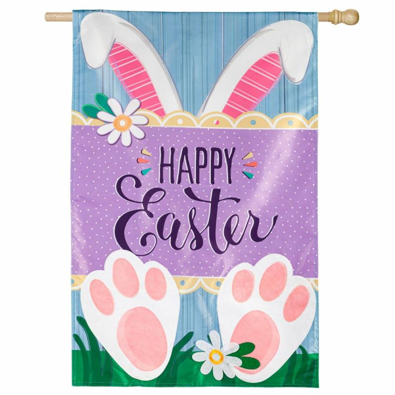 Celebration & Occasion Flags |   Happy Easter Bunny Applique House Flag, 28"W x 44"H x 0.25"D Celebration & Occasion Flags Celebration & Occasion Flags