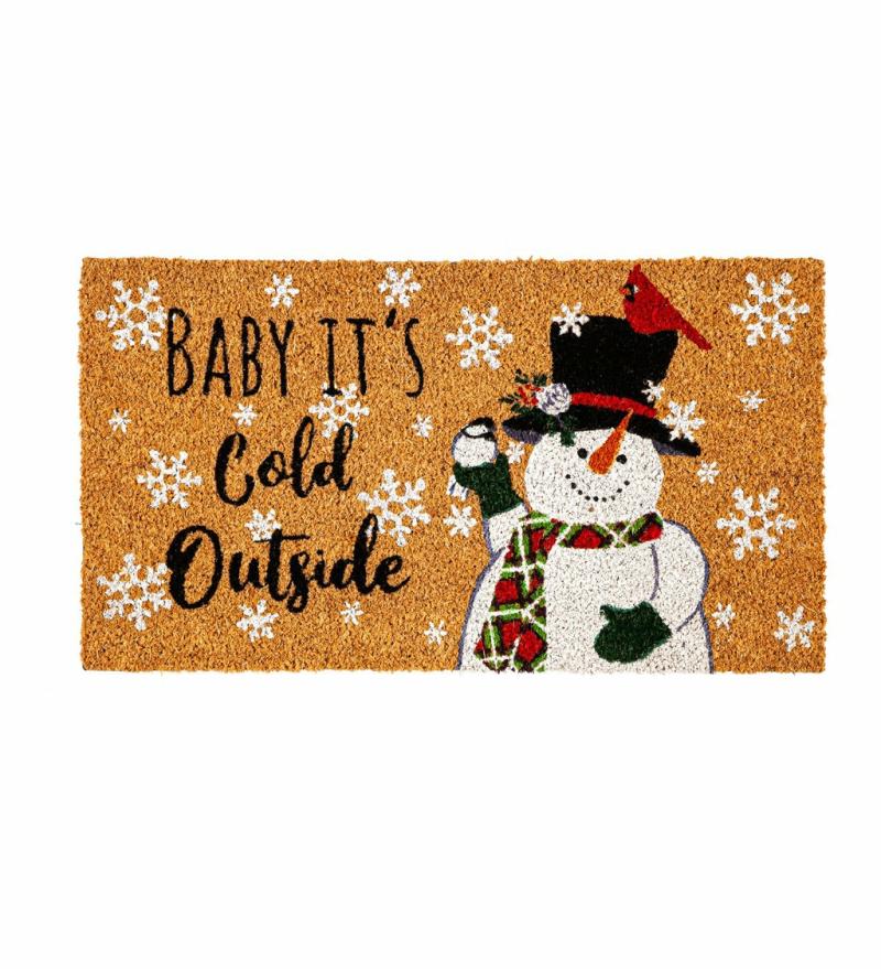 Coir Doormats |   Baby It’s Cold Outside Snowman Coir Mat, 28"W x 0.56"H x 16"D Door Mats Coir Doormats