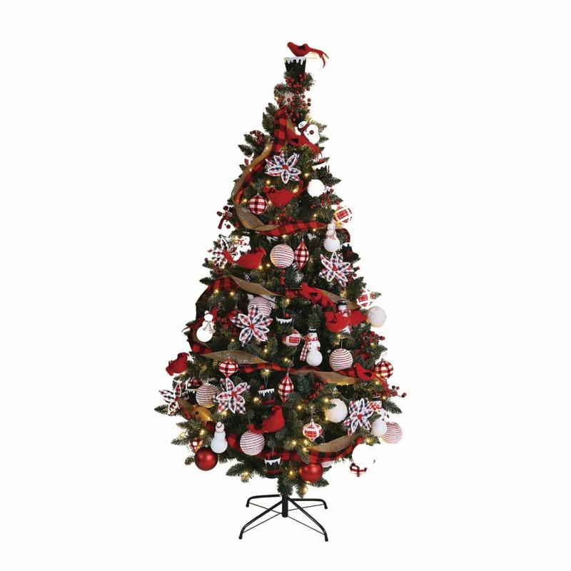 Decorative Accents |   Classic Cardinal 7.5′ Tree With 250 Led Lights And 140 Ornaments And Storage Bag, 40"W x 88.5"H x 40"D Candles & Lighting Candles & Lighting