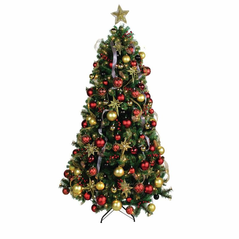 Decorative Accents |   Holiday Traditions 7.5′ Tree With 250 Led Lights And 140 Ornaments And Storage Bag, 40"W x 88.5"H x 40"D Candles & Lighting Candles & Lighting