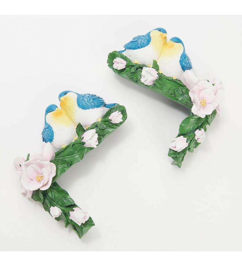 Decorative Accents |   Set Of 2 Door Corners, Blue Birds, 8.27"W x 4.53"H x 2.17"D Decorative Accents Decorative Accents