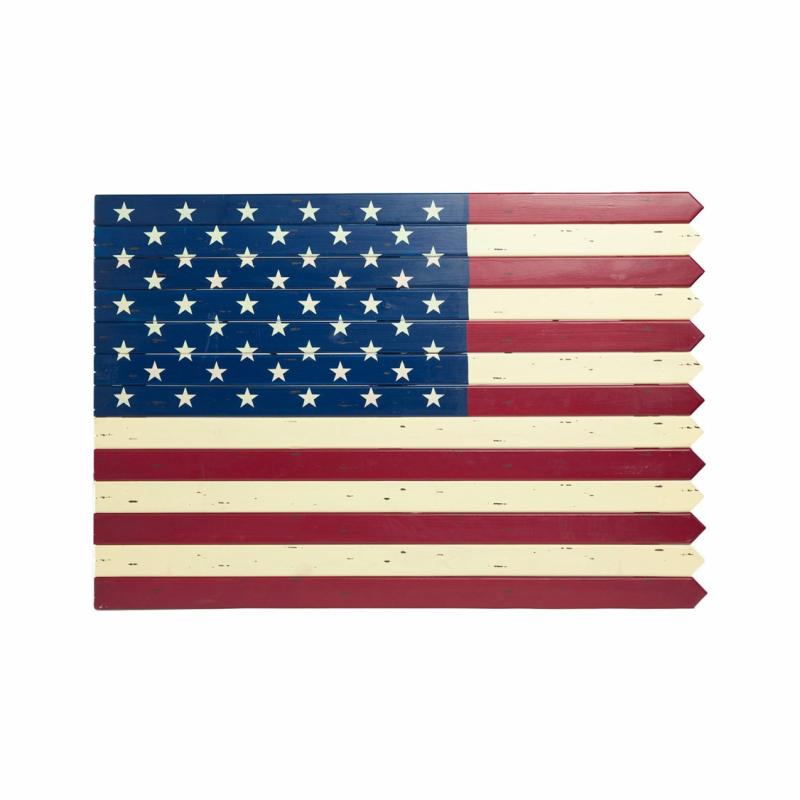 Decorative Accents |   Wooden Americana Flag Wall Hanging, 1"W x 24"H x 36"D Decorative Accents Decorative Accents