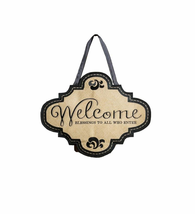 Door Decor & Wreaths |   Welcome Burlap Door Décor, 0.26"W x 13.5"H x 17.5"D Door Decor & Wreaths Door Decor & Wreaths