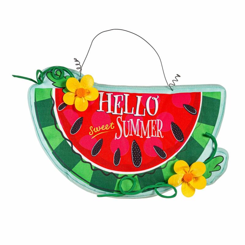 Door Decor & Wreaths |   Hello Sweet Summer Watermelon Estate Door Décor, 1"W x 13"H x 25"D Door Decor & Wreaths Door Decor & Wreaths