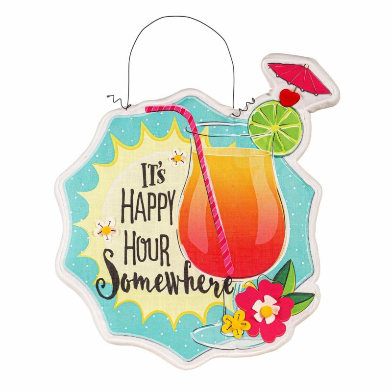 Door Decor & Wreaths |   It’s Happy Hour Somewhere Estate Door Decor, 24"W x 22"H x 1"D Door Decor & Wreaths Door Decor & Wreaths