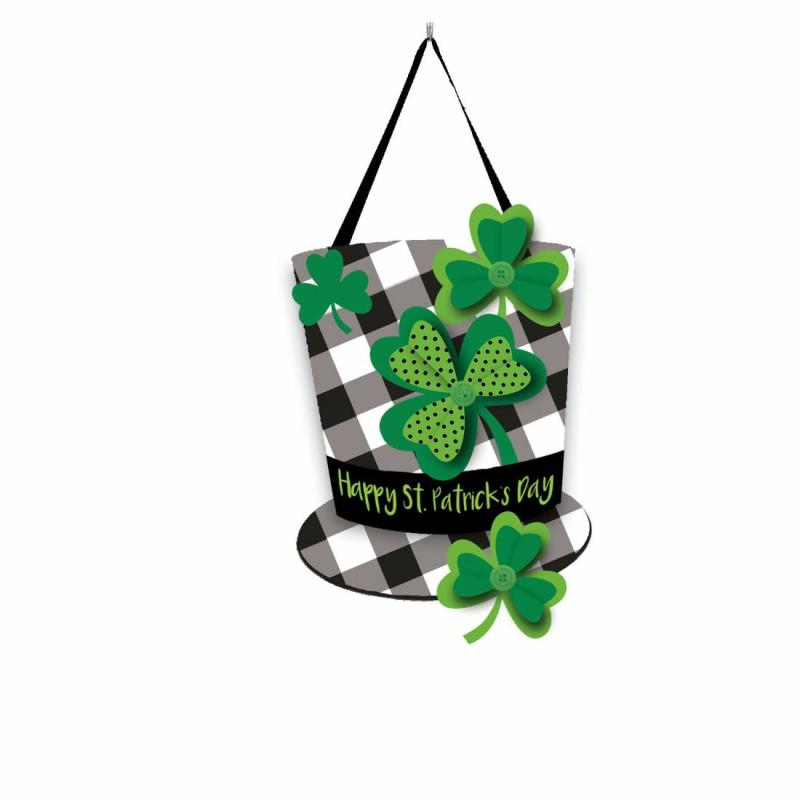 Door Decor & Wreaths |   Plaid St. Patrick’s Day Hat Door Decor, Door Decor & Wreaths Door Decor & Wreaths