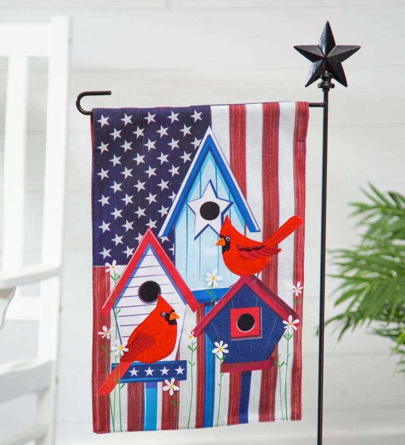 Garden Flag Accessories |   Black Garden Flag Stand With Country Star Accent, 0.1"W x 43"H x 16"D Garden Flag Accessories Garden Flag Accessories