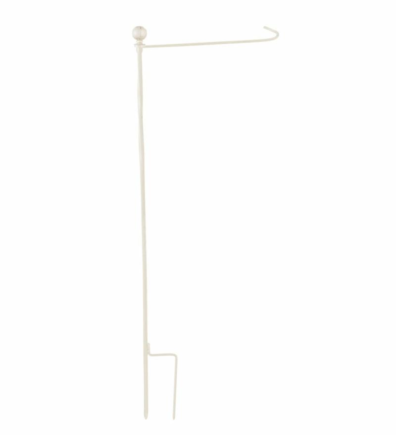 Garden Flag Accessories |   Metal Twist Garden Flag Stand, Brushed Ivory Finish, 1.8"W x 15"H x 42"D Garden Flag Accessories Garden Flag Accessories