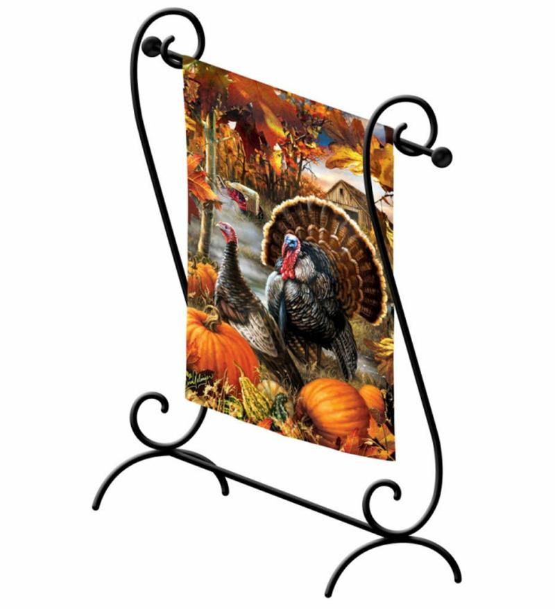 Garden Flag Accessories |   Porch Scroll Garden Flag Stand, 8.66"W x 16"H x 28"D Garden Flag Accessories Garden Flag Accessories