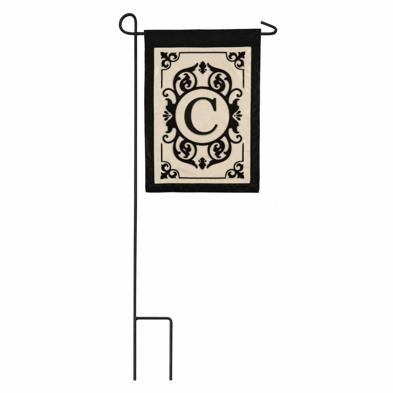 Garden Flags |   Cambridge Monogram Applique Garden Flag, Letter C, 12.5"W x 18"H x 0.02"D Garden Flags Garden Flags