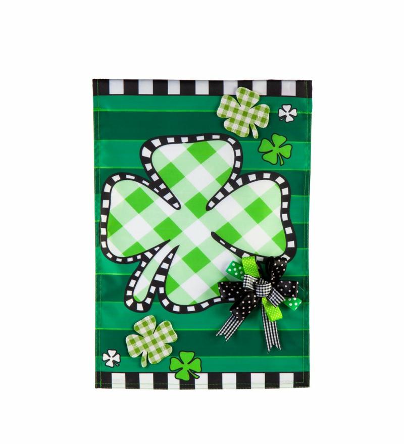 Garden Flags |   Check Clover Garden Applique Flag, 12.5"W x 18"H x 0.2"D Garden Flags Garden Flags