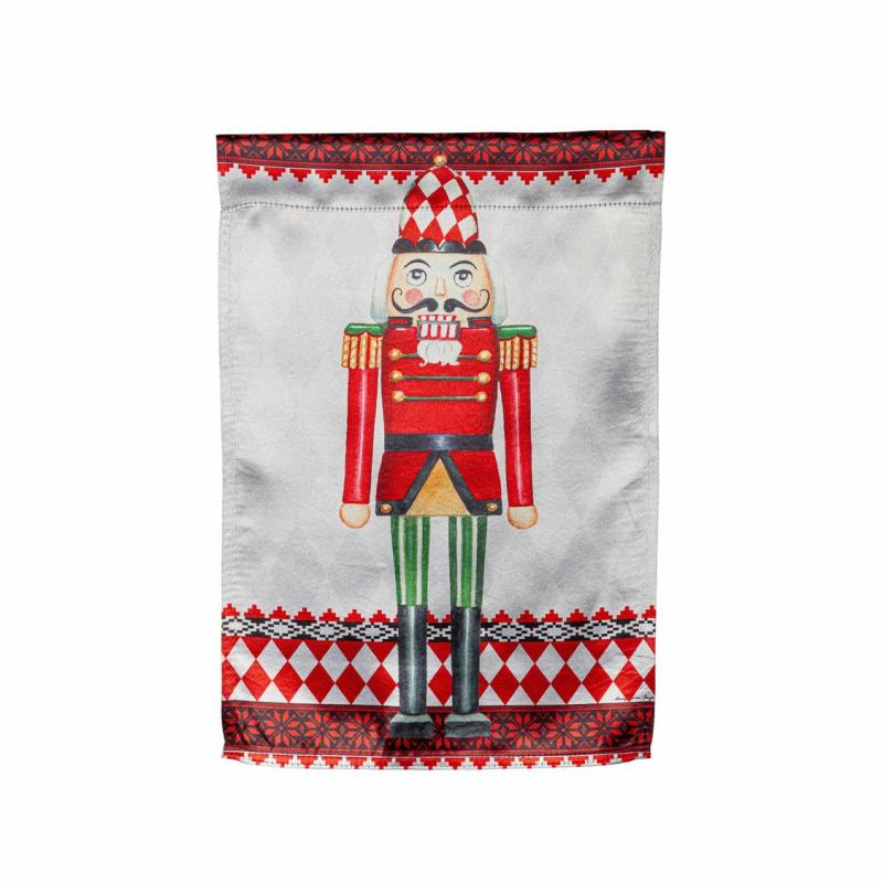 Garden Flags |   Christmas Nutcracker Lustre Garden Flag, 12.5"W x 18"H x 0.02"D Garden Flags Garden Flags