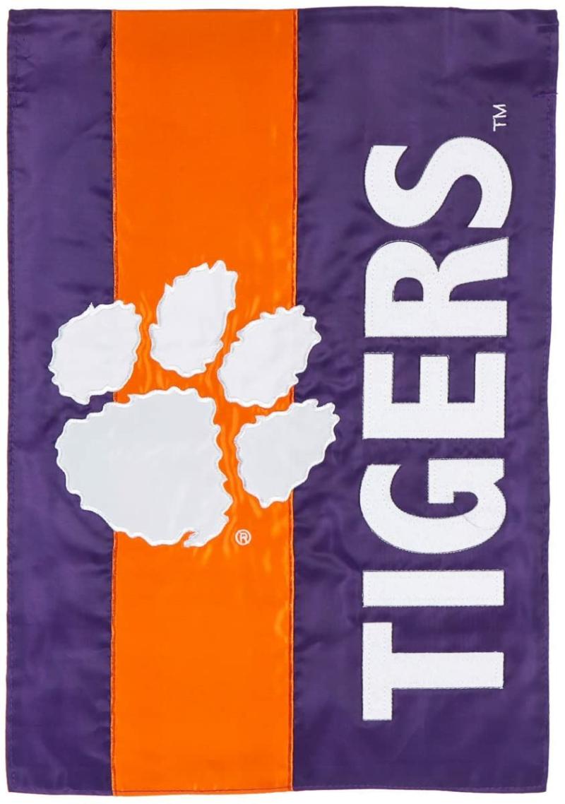 Garden Flags |   Clemson University Mixed-Material Embellished Appliqué Garden Flag, 12.5"W x 18"H x 0.2"D Garden Flags Garden Flags