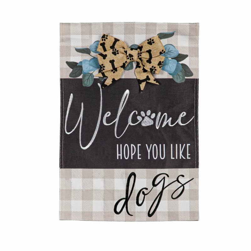 Garden Flags |   Dogs And Checks Garden Burlap Flag, 0.2"W x 18"H x 12.5"D Garden Flags Garden Flags