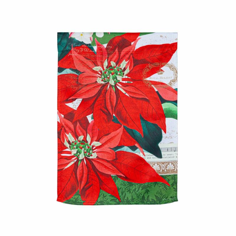 Garden Flags |   Elegant Poinsettia Suede Garden Flag, 12.5"W x 18"H x 0.02"D Garden Flags Garden Flags