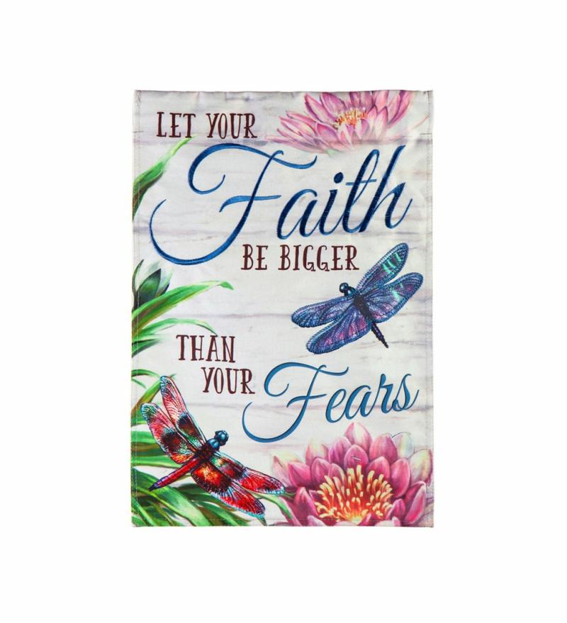 Garden Flags |   Faith Be Bigger Than Fear Garden Linen Flag, 12.5"W x 18"H x 0.2"D Garden Flags Garden Flags