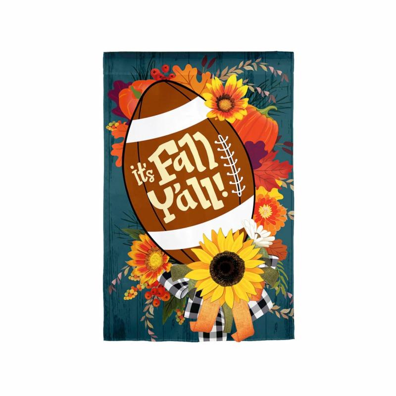 Garden Flags |   Fall Football Burlap Garden Flag, 12.5"W x 0.2"H x 18"D Garden Flags Garden Flags