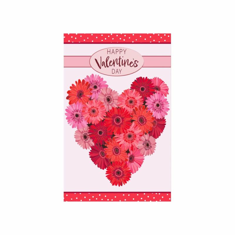 Garden Flags |   Floral Valentine’s Heart Applique Garden Flag, 12.5"W x 18"H x 0.2"D Garden Flags Garden Flags