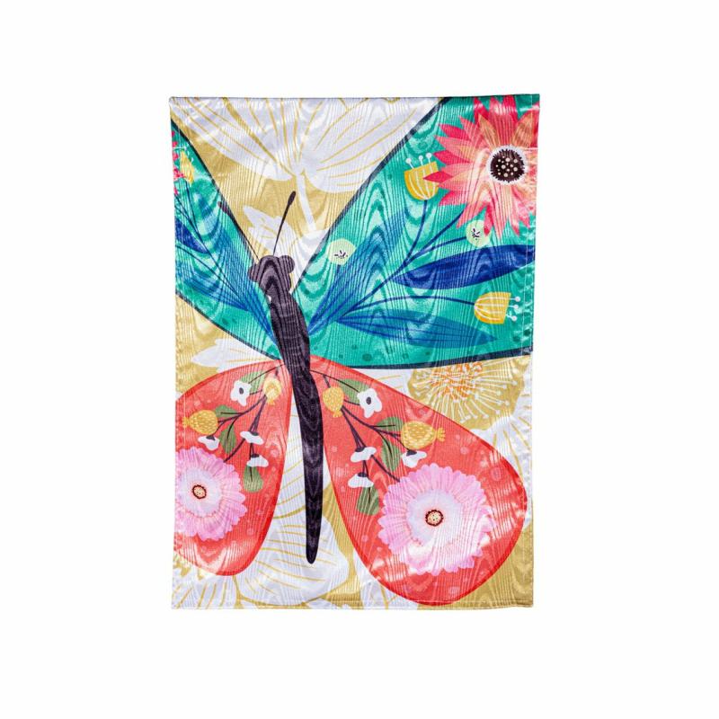 Garden Flags |   Folk Butterfly Moire Garden Flag, 0.2"W x 18"H x 12.5"D Garden Flags Garden Flags