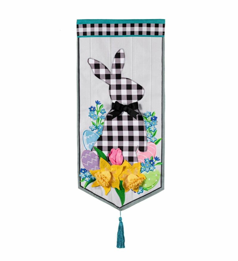 Garden Flags |   Gingham Easter Bunny Everlasting Impressions Textile Décor, 12.5"W x 27.5"H x 0.13"D Garden Flags Garden Flags