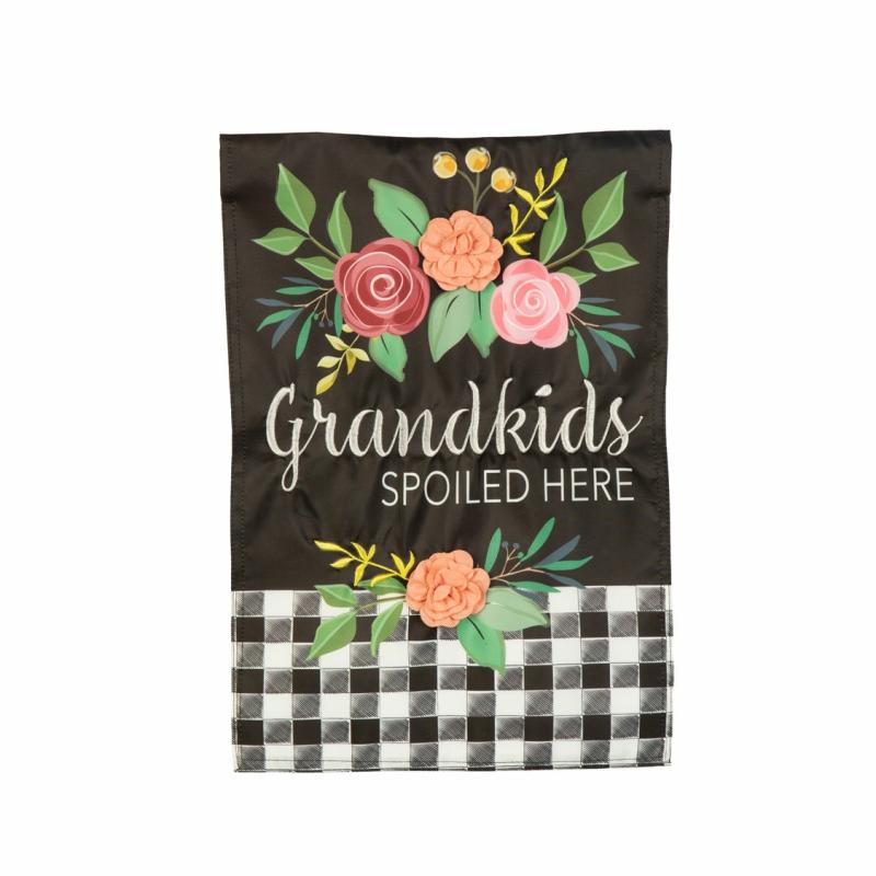 Garden Flags |   Grandkids Spoiled Here Applique Garden Flag, 12.5"W x 18"H x 0.2"D Garden Flags Garden Flags