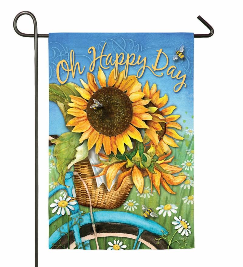 Garden Flags |   Happy Day Sunflowers Suede Garden Flag, 0.15"W x 12.5"H x 18"D Garden Flags Garden Flags