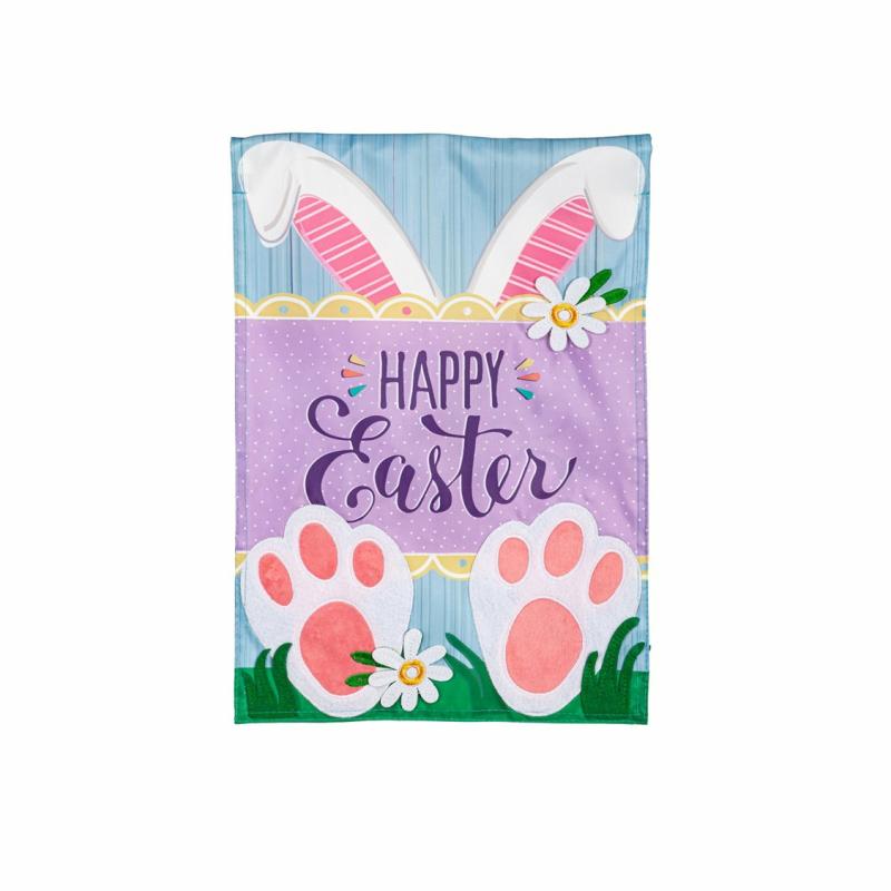 Garden Flags |   Happy Easter Bunny Applique Garden Flag, 12.5"W x 18"H x 0.2"D Celebration & Occasion Flags Celebration & Occasion Flags