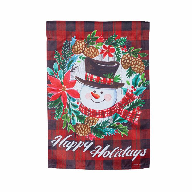 Garden Flags |   Happy Holiday Snowman Suede Garden Flag, 0.02"W x 18"H x 12.5"D Garden Flags Garden Flags