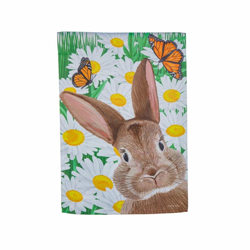 Garden Flags |   Hello Bunny Suede Garden Flag, 0.02"W x 18"H x 12.5"D Garden Flags Celebration & Occasion Flags