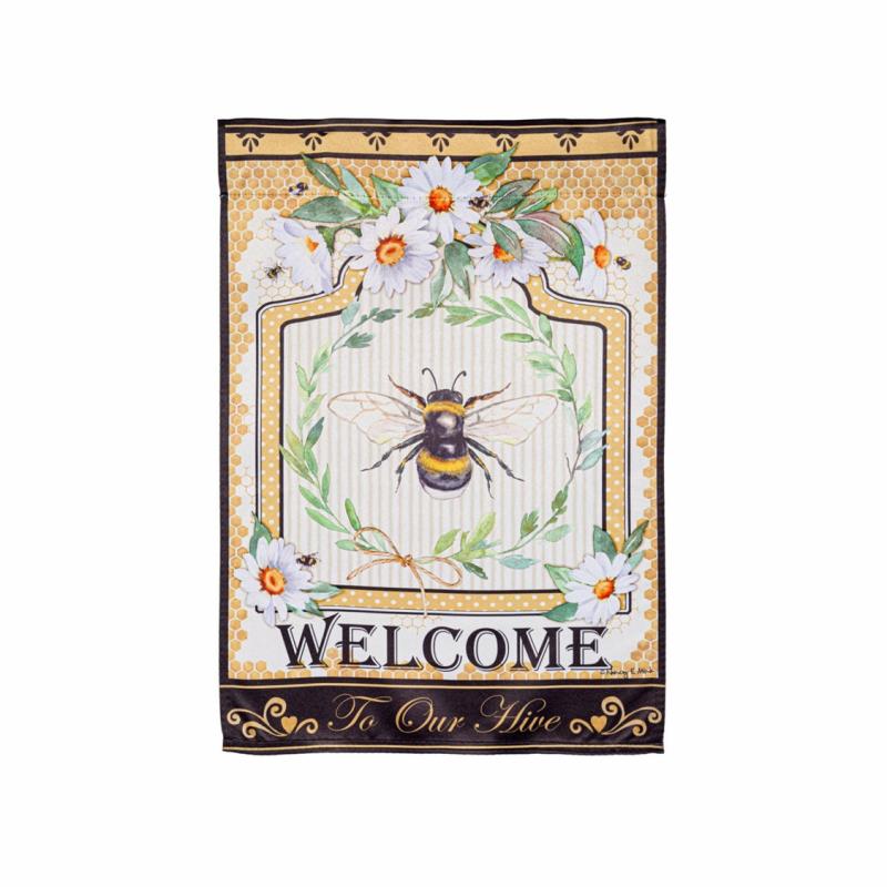 Garden Flags |   Humble Bee Suede Garden Flag, 12.5"W x 18"H x 0.02"D Garden Flags Garden Flags