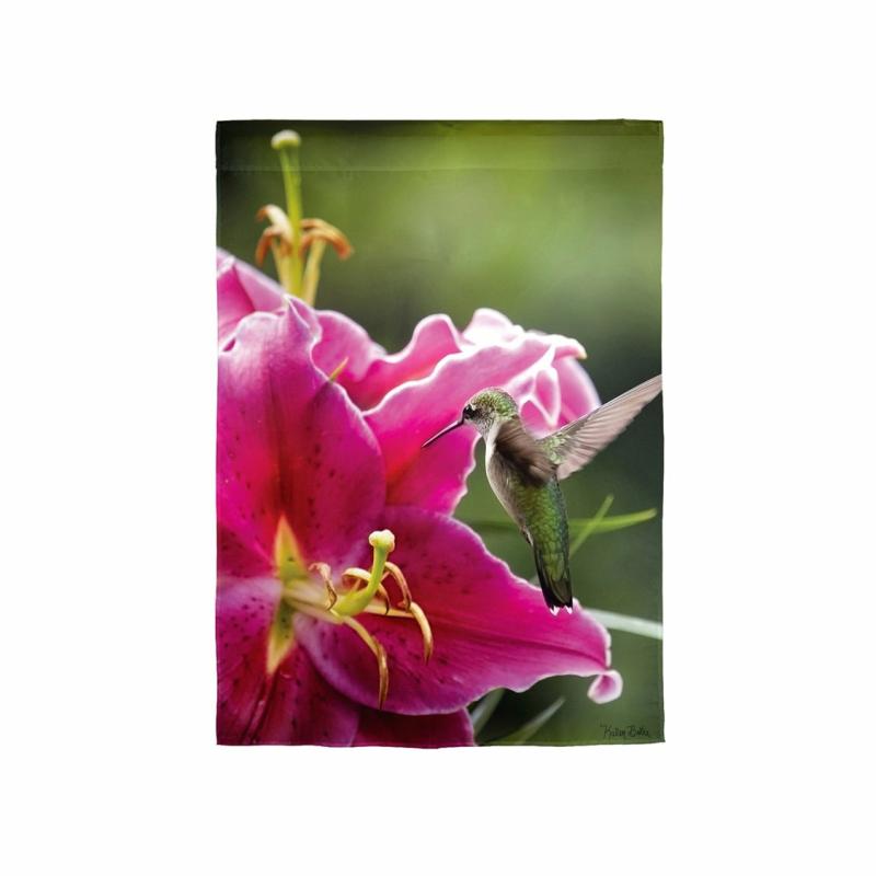 Garden Flags |   Humming In The Garden Luster Garden Flag, 0.05"W x 18"H x 12.5"D Garden Flags Garden Flags