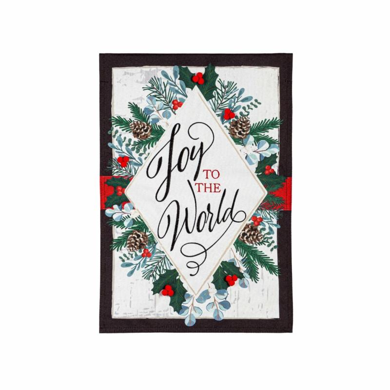 Garden Flags |   Joy To The World Linen Garden Flag, 0.2"W x 18"H x 12.5"D Garden Flags Garden Flags