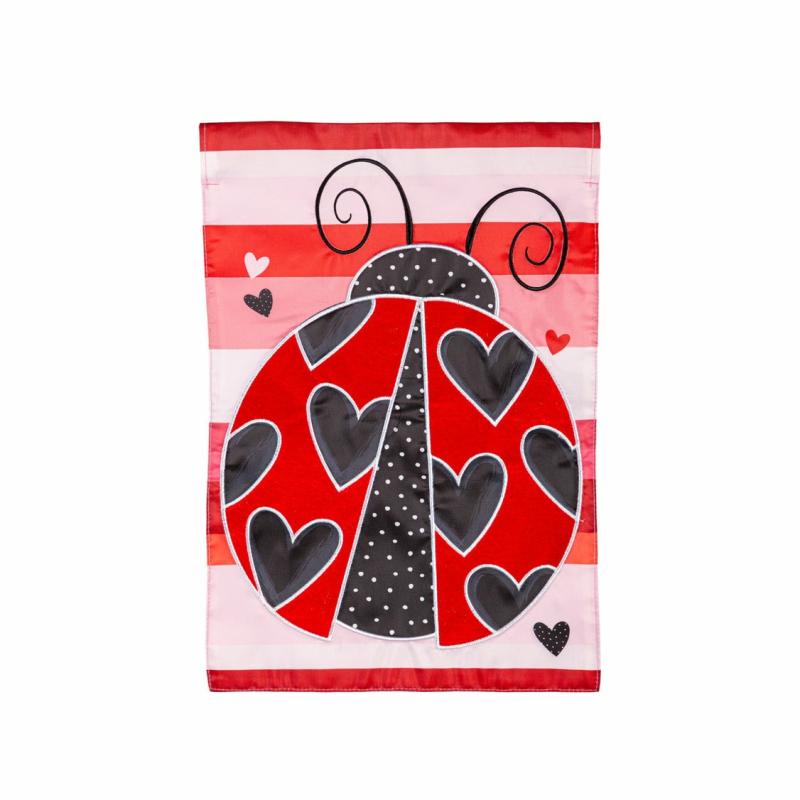 Garden Flags |   Love Bug Applique Garden Flag, 12.5"W x 18"H x 0.2"D Garden Flags Garden Flags