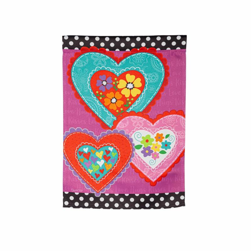 Garden Flags |   Lovely Hearts Suede Garden Flag, 0.02"W x 18"H x 12.5"D Garden Flags Garden Flags