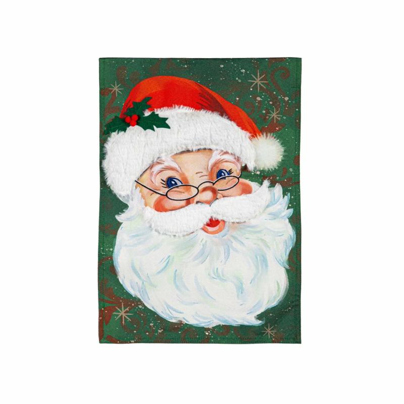 Garden Flags |   Merry Santa Linen Garden Flag, 0.2"W x 18"H x 12.5"D Garden Flags Garden Flags