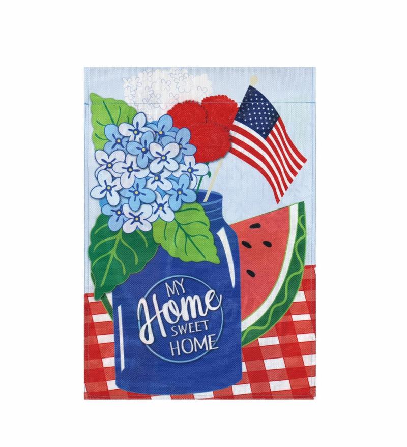 Garden Flags |   My Home Sweet Home Garden Burlap Flag, 12.5"W x 18"H x 0.2"D Garden Flags Garden Flags