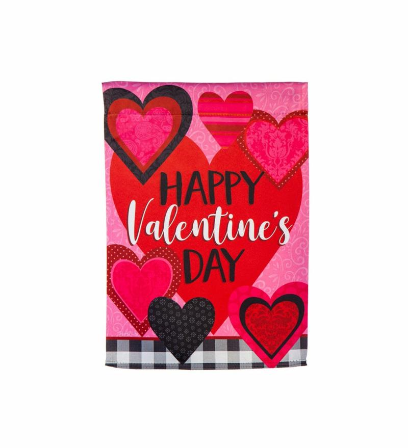 Garden Flags |   Patterned Valentine Hearts Garden Suede Flag, 12.5"W x 18"H x 0.02"D Garden Flags Garden Flags