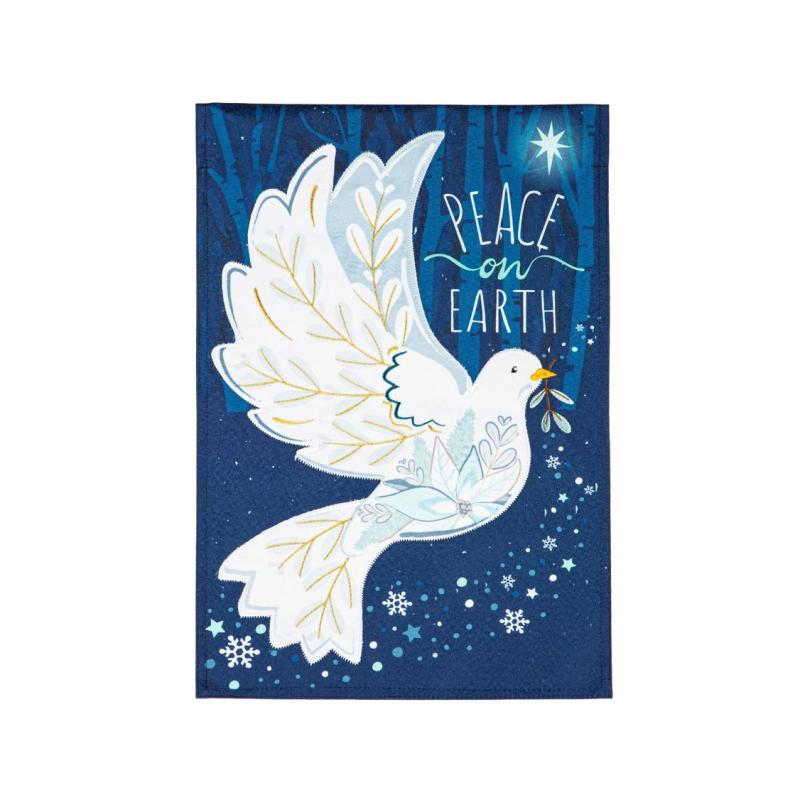 Garden Flags |   Peace On Earth Dove Linen Garden Flag, 0.2"W x 18"H x 12.5"D Garden Flags Garden Flags