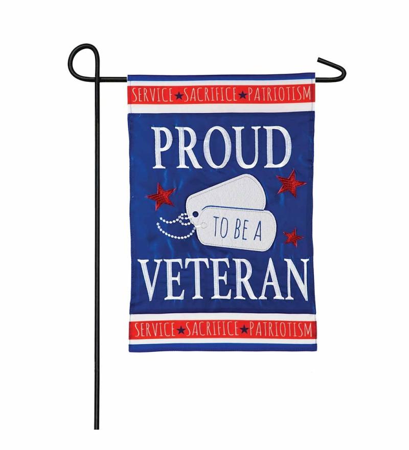 Garden Flags |   Proud Veteran Garden Applique Flag, 12.5"W x 18"H x 0.2"D Celebration & Occasion Flags Celebration & Occasion Flags