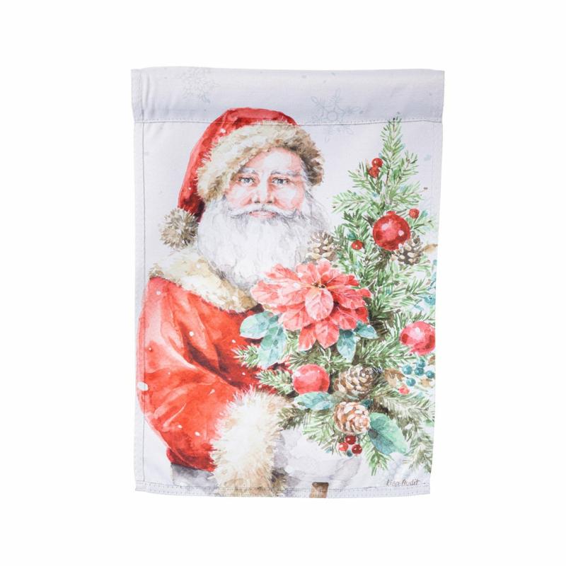 Garden Flags |   Santa And Christmas Tree Suede Garden Flag, 0.02"W x 18"H x 12.5"D Garden Flags Garden Flags