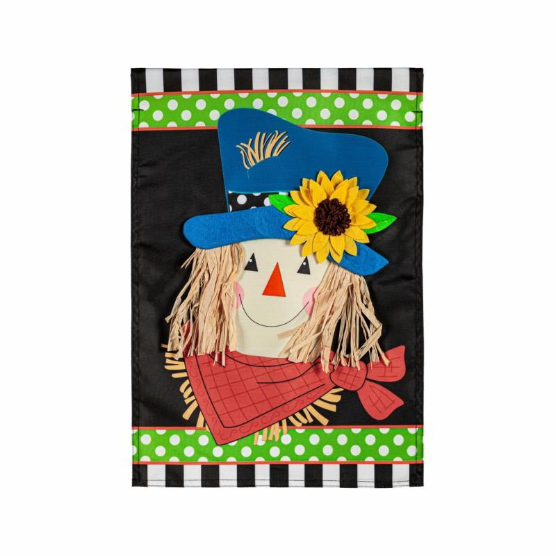 Garden Flags |   Scarecrow Friend Applique Garden Flag, 12.5"W x 0.2"H x 18"D Garden Flags Garden Flags