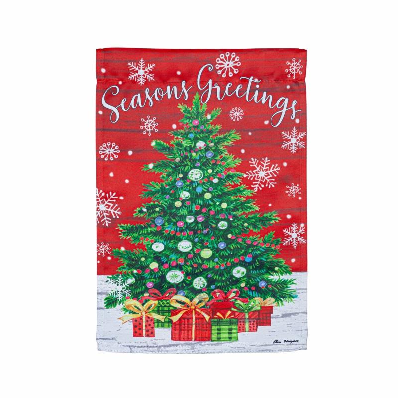 Garden Flags |   Seasons Greeting Trees Suede Garden Flag, 0.02"W x 18"H x 12.5"D Garden Flags Garden Flags