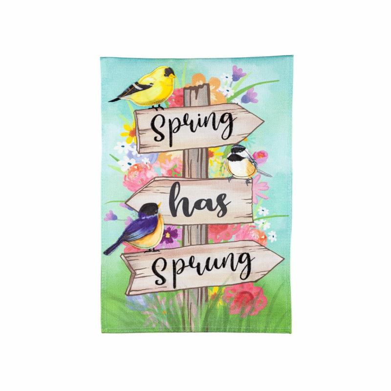 Garden Flags |   Spring Sign Burlap Garden Flag, 12.5"W x 18"H x 0.2"D Garden Flags Garden Flags