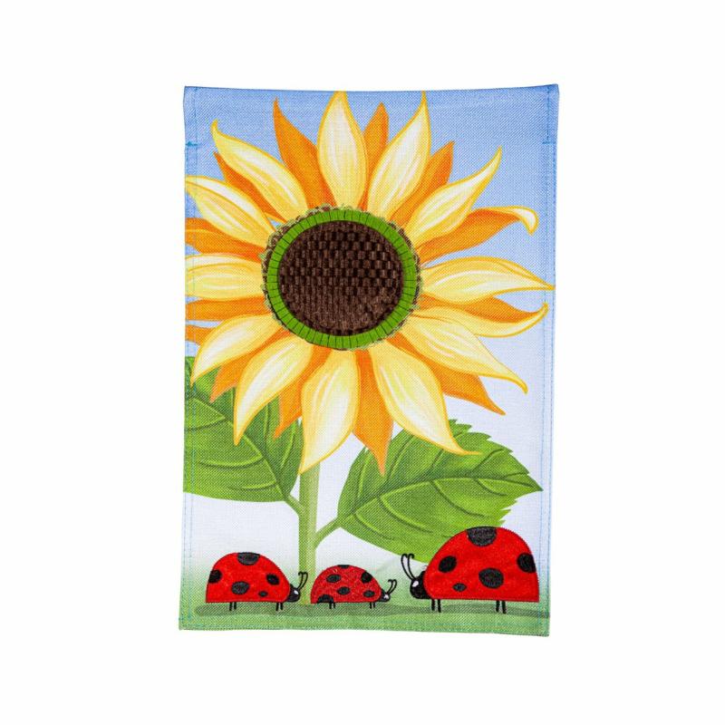 Garden Flags |   Sunflower&Ladybug Burlap Garden Flag, 0.2"W x 18"H x 12.5"D Garden Flags Garden Flags