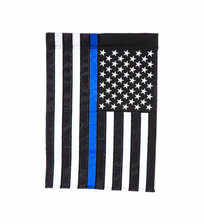 Garden Flags |   Thin Blue Line Appliqué Garden Flag, 0.2"W x 18"H x 12.5"D Celebration & Occasion Flags Celebration & Occasion Flags