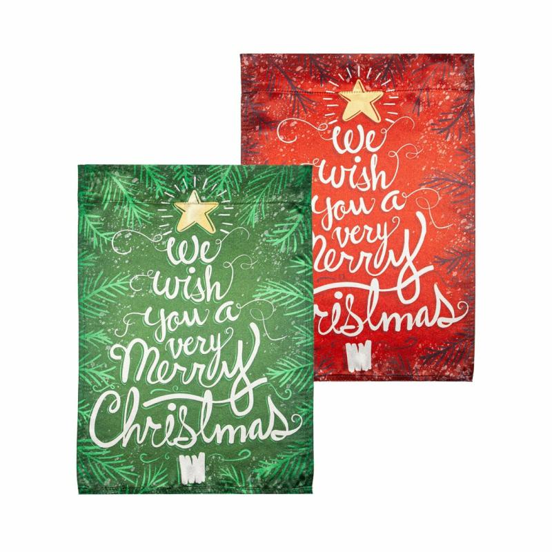 Garden Flags |   We Wish You A Merry Christmas Lustre Reversible Garden Flag, 0.05"W x 18"H x 13"D Garden Flags Garden Flags