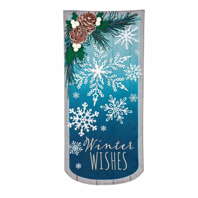 Garden Flags |   Winter Wishes Snowflake Everlasting Impressions Textile Décor, 0.13"W x 28"H x 12.5"D Garden Flags Garden Flags